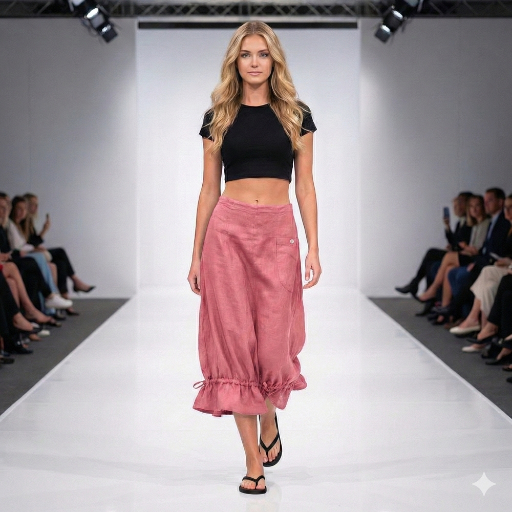 Pink Linen Skirt
